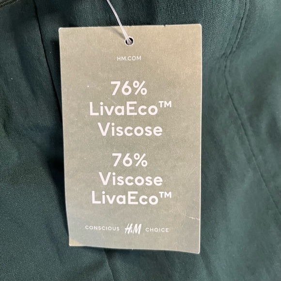H&m Green Viscose Blend Leggings With Elasticized Waistband Size 8 NWT - Picture 4 of 7